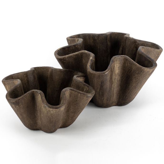 Aardewerk schaal Plica bruin L