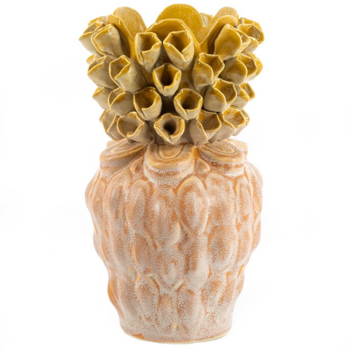 Aardewerk vaas floral oranje