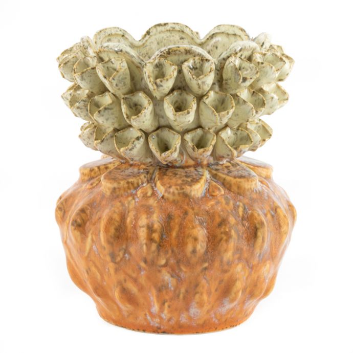 Aardewerk vaas floral oranje