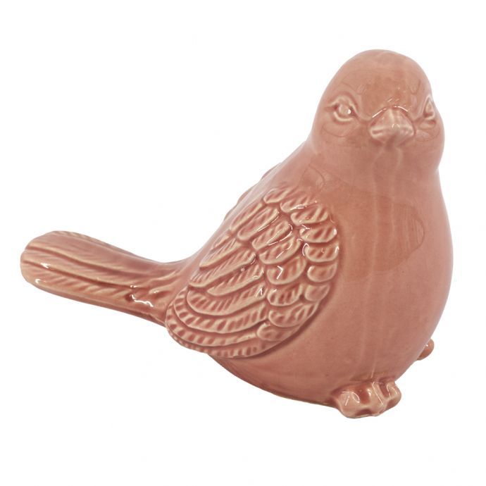 Aardewerk vogel pink