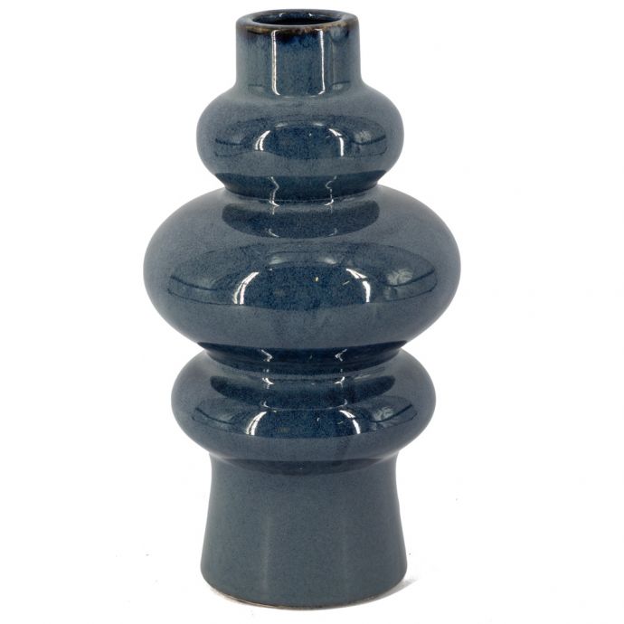 Aardewerk disk vaas blauw