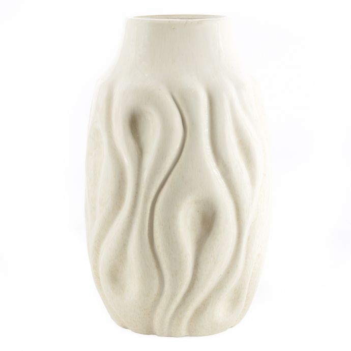 Aardewerk vaas waves beige