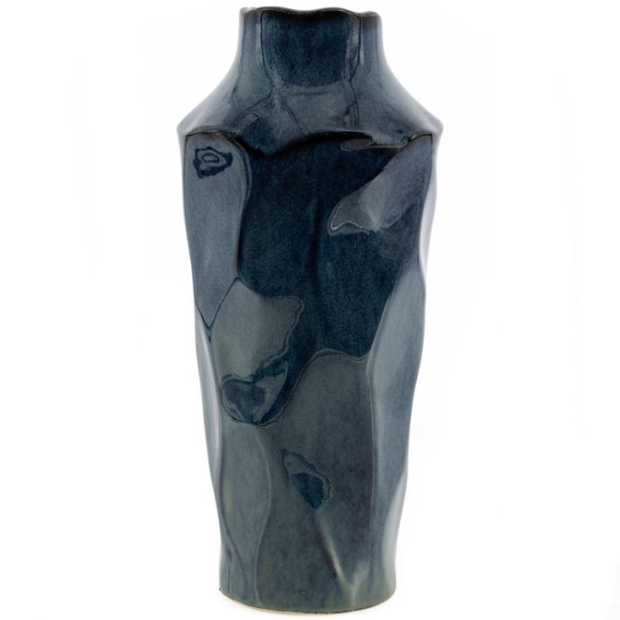 Aardewerk vaas Dimple blauw