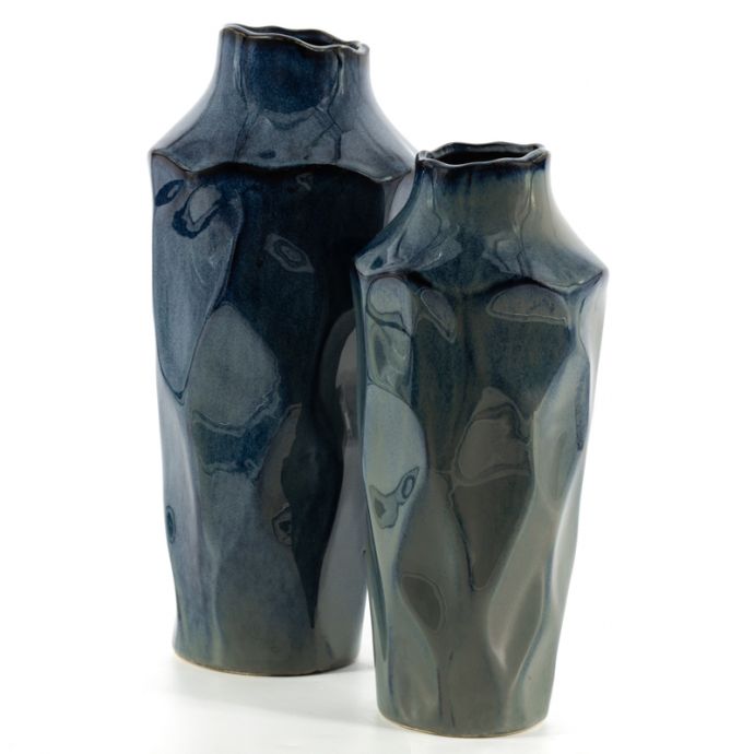 Aardewerk vaas Dimple blauw