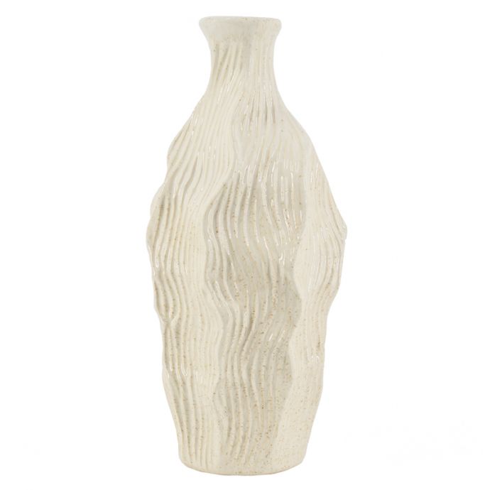 Aardewerk vaas wavestone beige