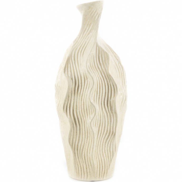 Aardewerk vaas wavestone beige