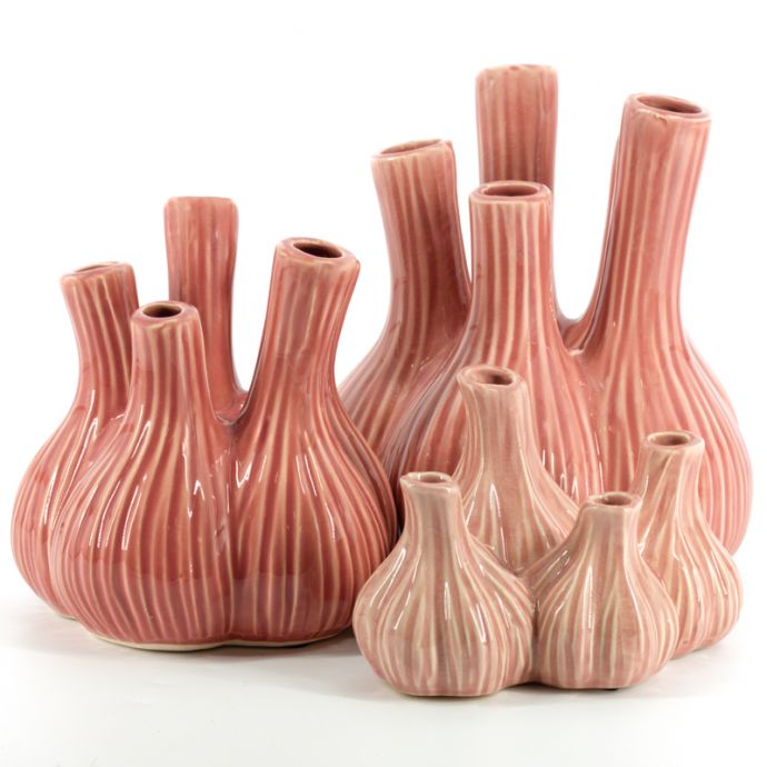 Aardewerk tulpenvaas Garlic roze