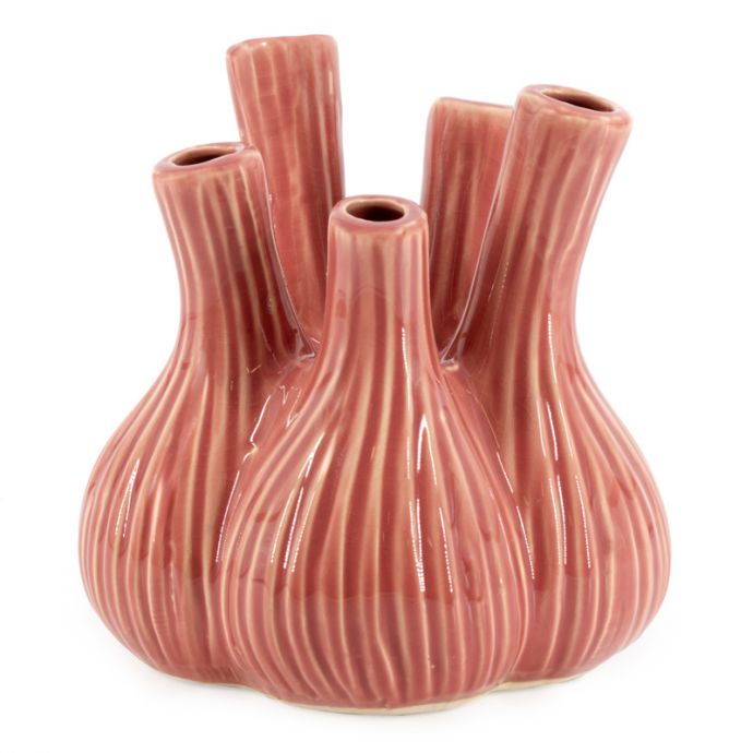 Aardewerk tulpenvaas Garlic roze