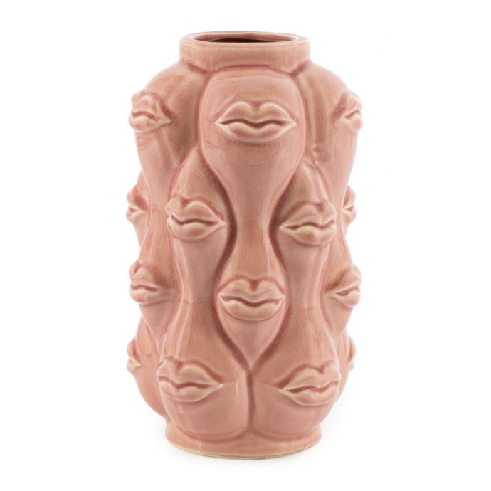 Aardewerk vaas 'Lips' roze
