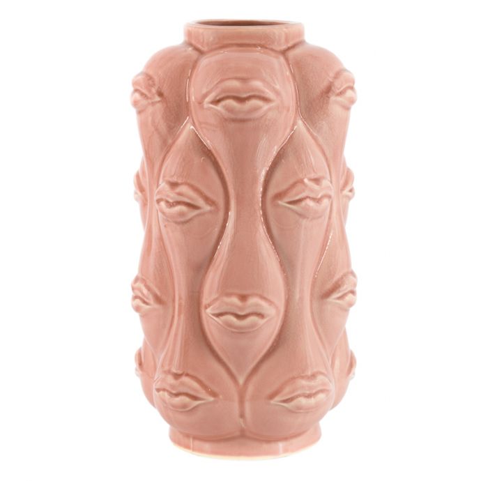 Aardewerk vaas lips roze