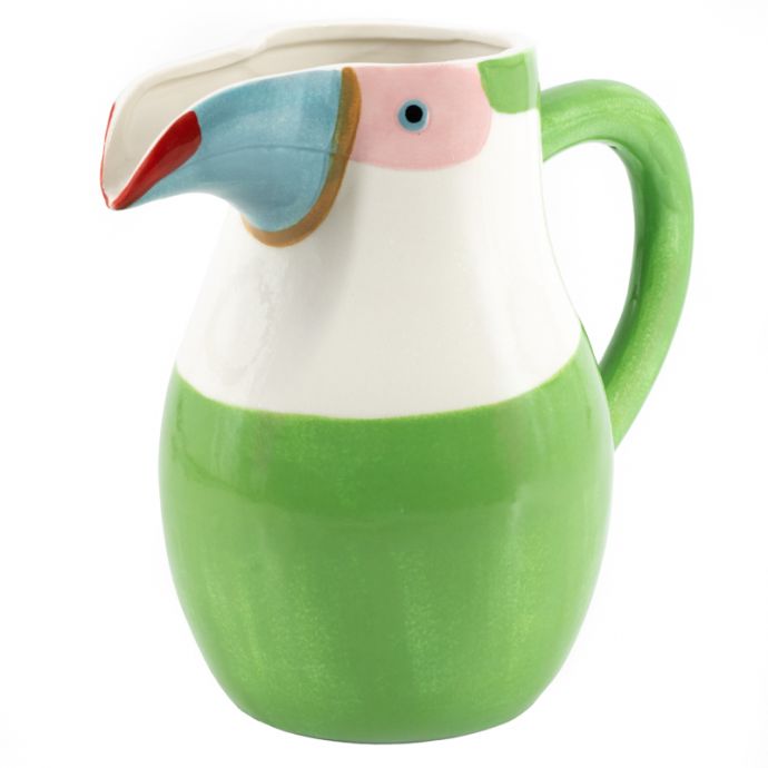 Aardewerk schenkkan vogel