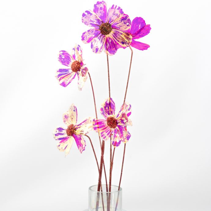 Kunstbloem holo roze/rood