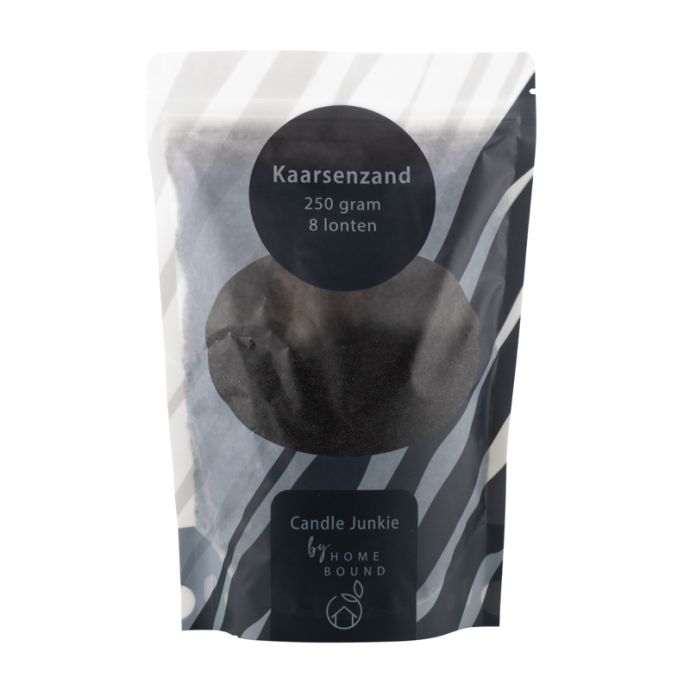 Kaarsenkorrels zak 250gr met 8 lonten zwart
