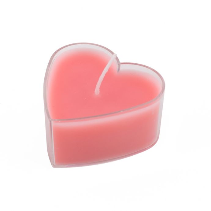 Waxinelichtje hart, pak van 4 roze