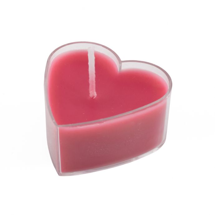 Waxinelichtje hart, pak van 4 fuchsia