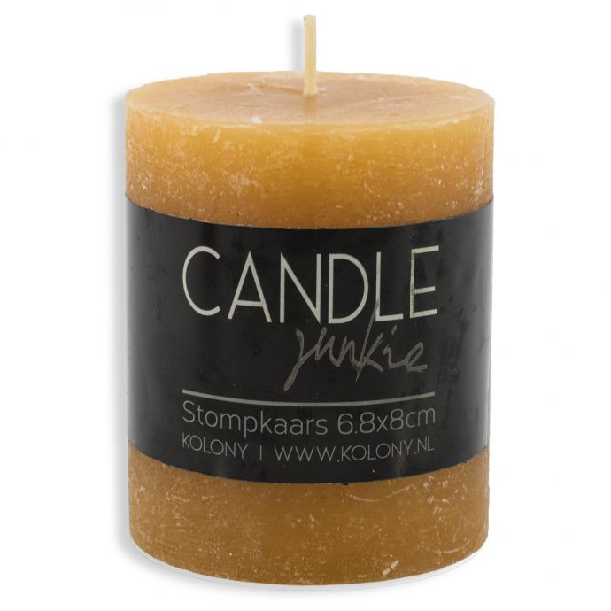 Candle Junkie stompkaars oranje