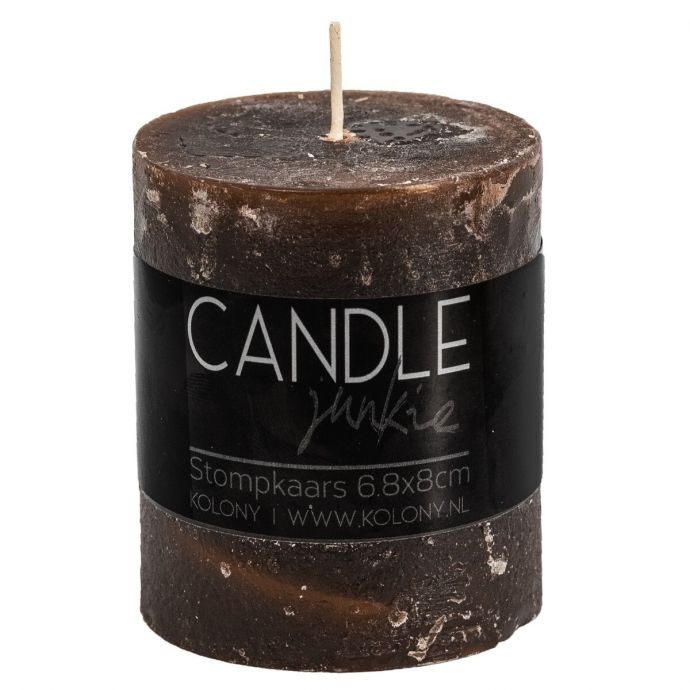 Candle Junkie stompkaars bruin