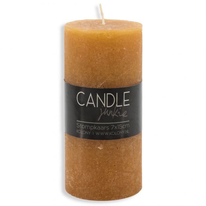 Candle Junkie stompkaars oranje