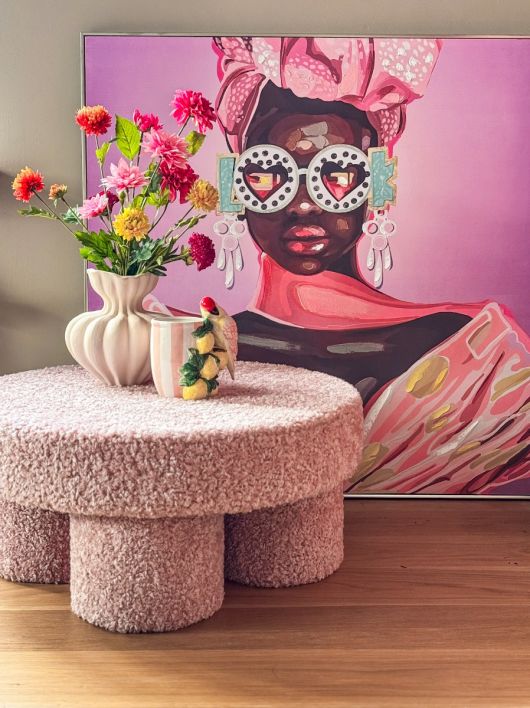 Schilderij vrouw pink