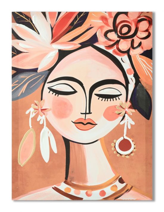 Schilderij vrouw met bloemen