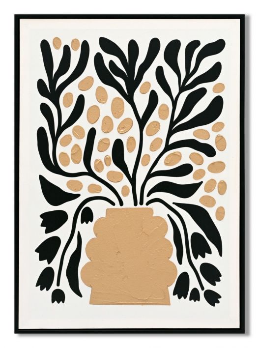 Schilderij vaas met bloemen organisch 