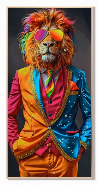 Schilderij colourfull lion