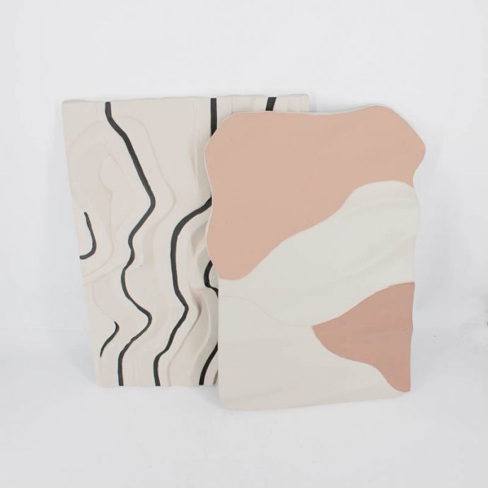 Wanddecoratie art wit met zwart