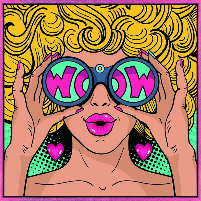 Schilderij high gloss 'Vrouw WOW'