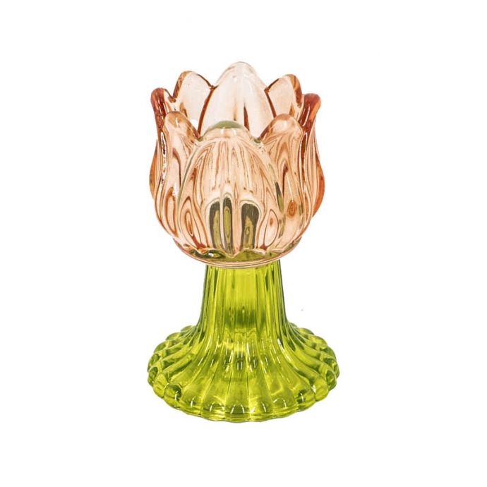 Waxinehouder tulp sandstone met groen