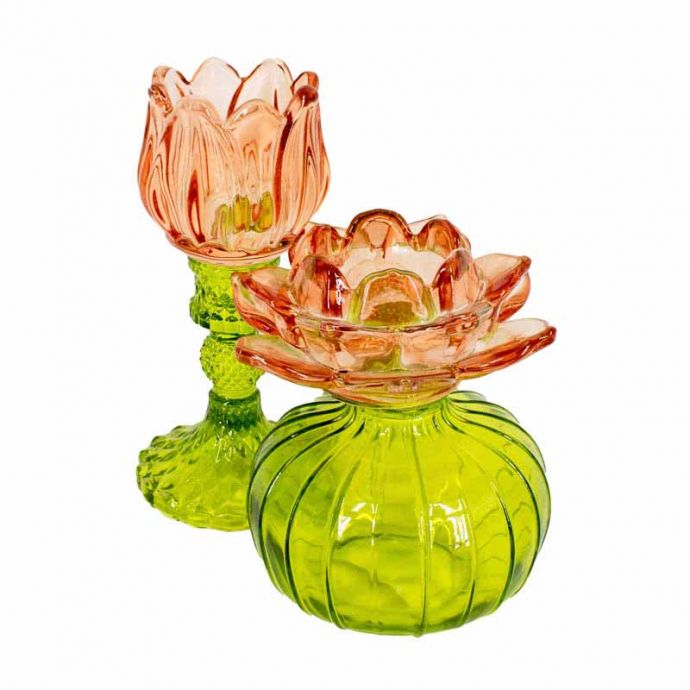 Waxinehouder tulp sandstone met groen