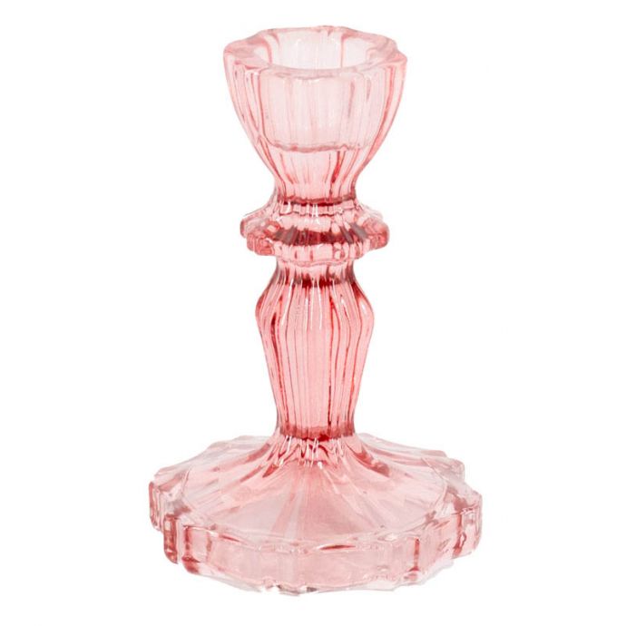 Kaarsenstandaard glas roze