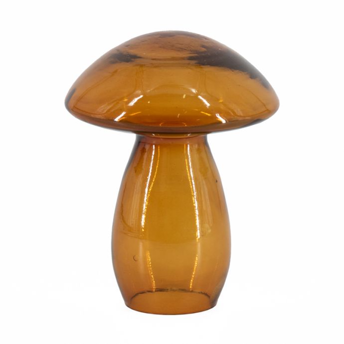 Glazen paddenstoel amber 