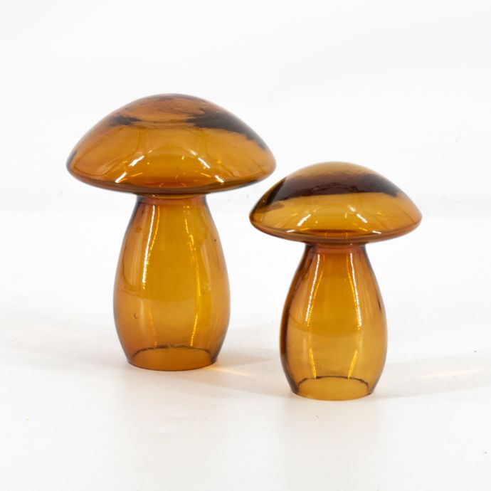 Glazen paddenstoel amber 