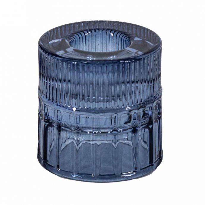 Glazen kaarsenstandaard blauw