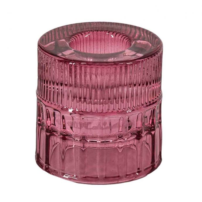 Glazen kaarsenstandaard roze
