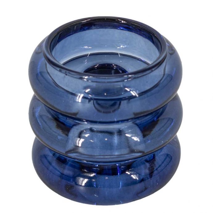 Glazen kaarsenstandaard blauw 
