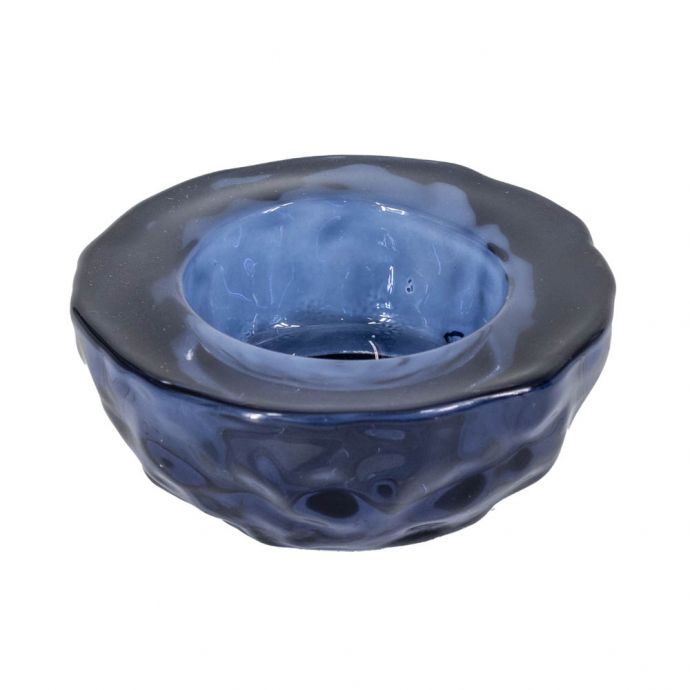 Glazen kaarsenstandaard blauw 