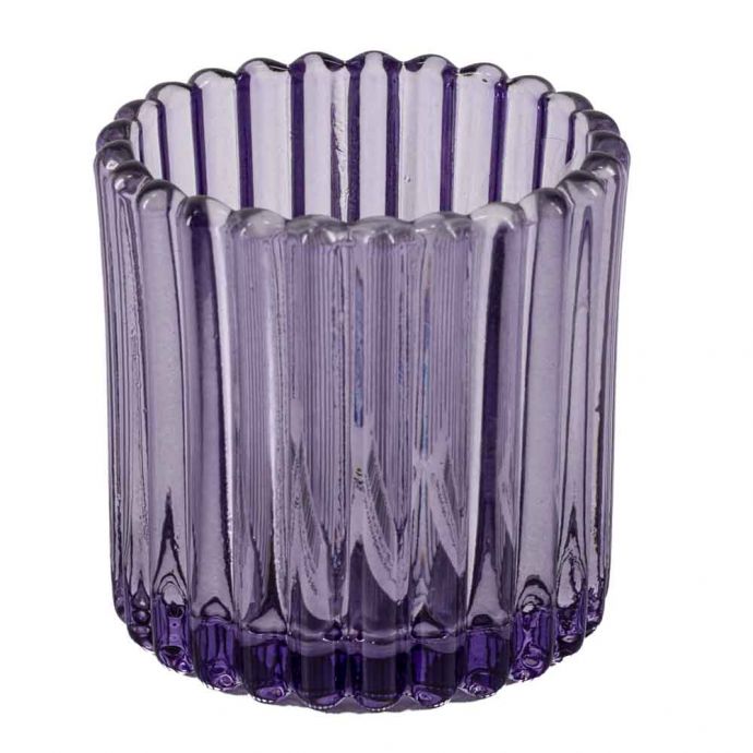 Glazen waxinehouder paars 
