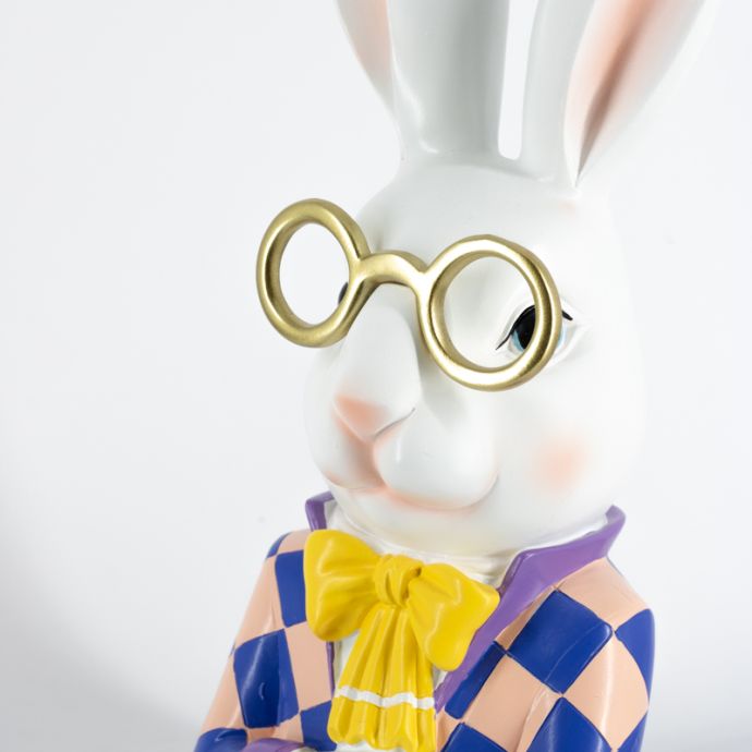 Ornament checkered rabbit glasses
