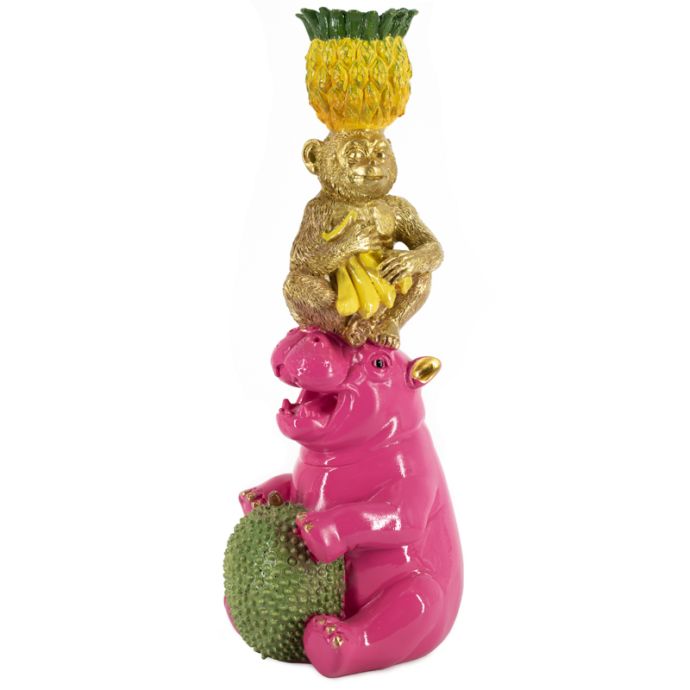 Kaarsenstandaard nijlpaard en aap