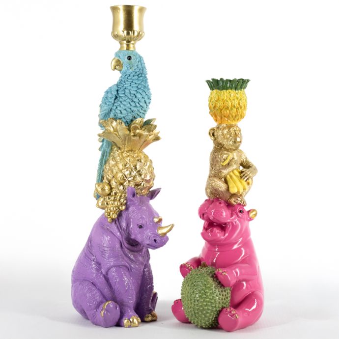 Kaarsenstandaard nijlpaard en aap