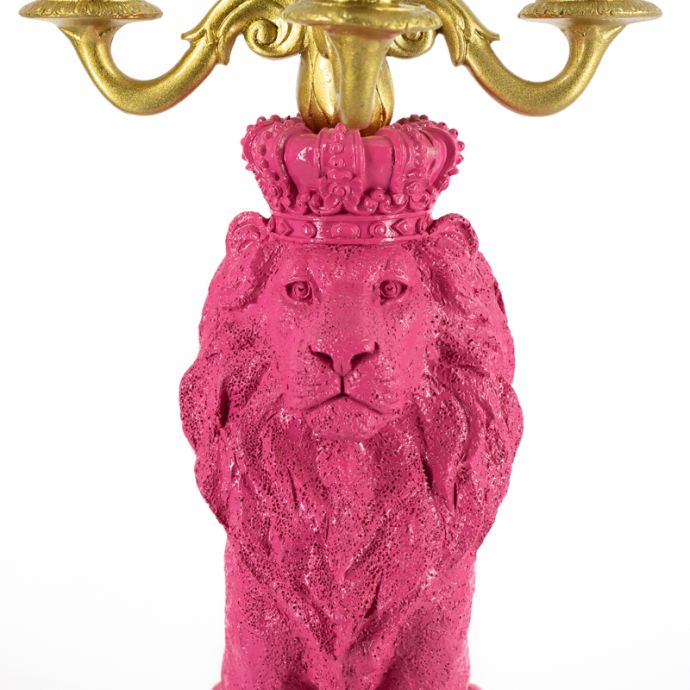 Kandelaar leeuw roze