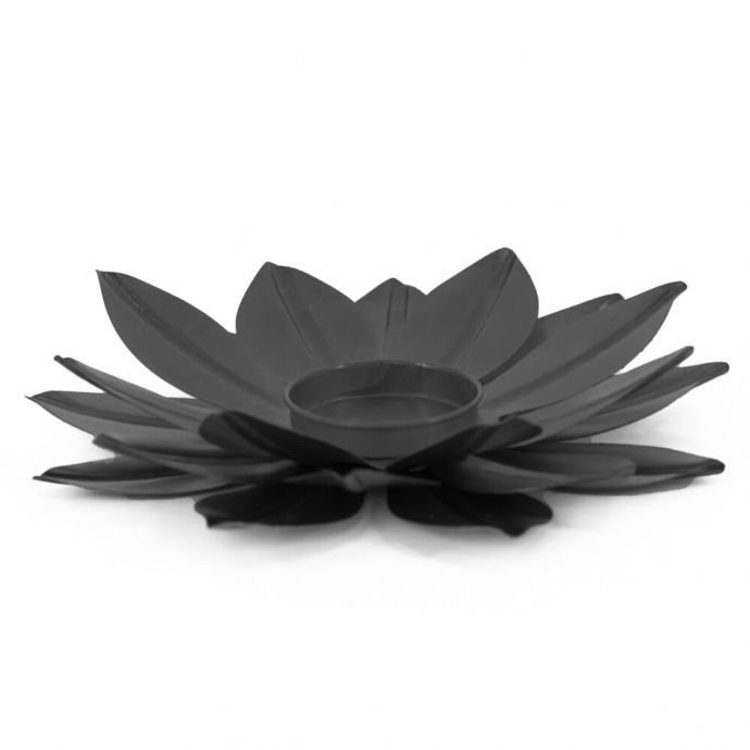 Waxinehouder lotus zwart