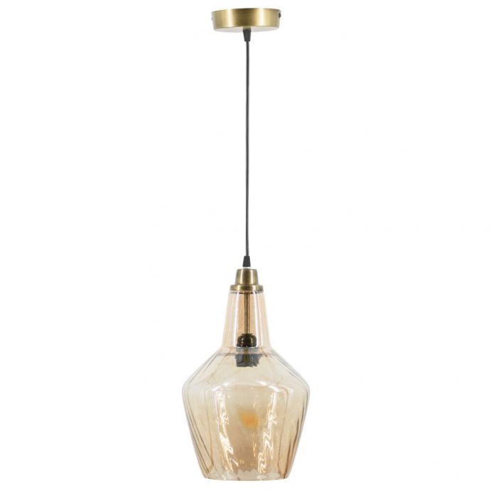 Hanglamp glas roest/goud