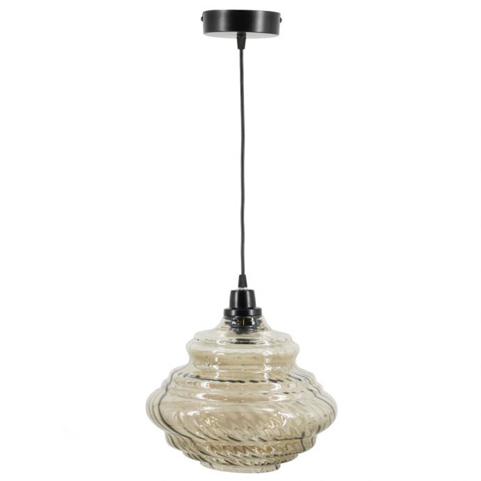 Hanglamp glas smoke/zwart