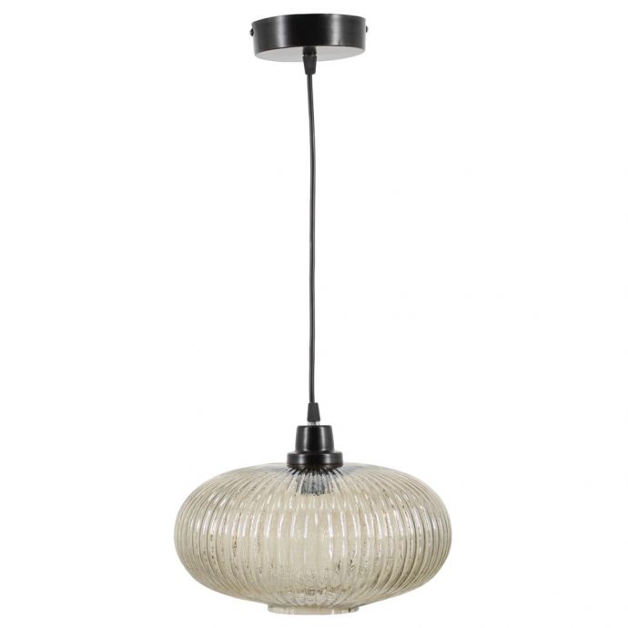 Hanglamp glas smoke/zwart