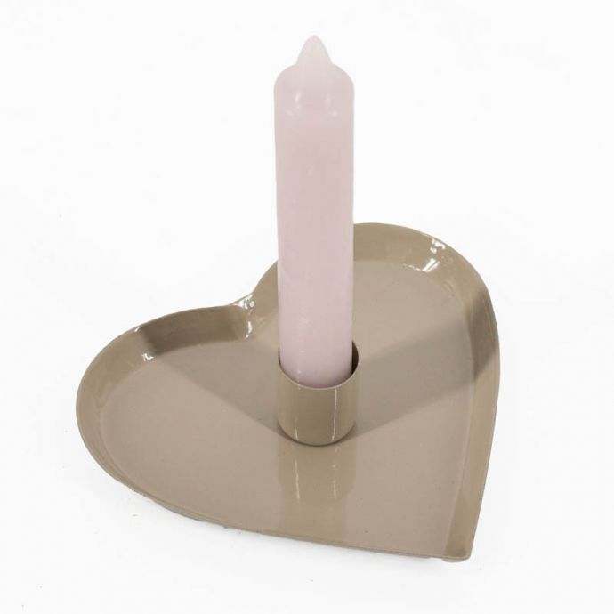 Kaarsenstandaard hart beige  