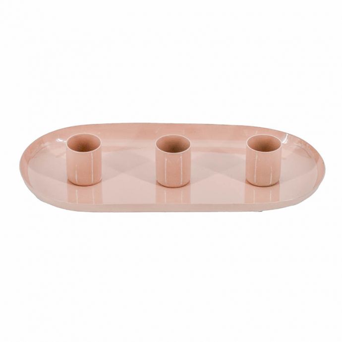 Kaarsenstandaard ovaal roze 