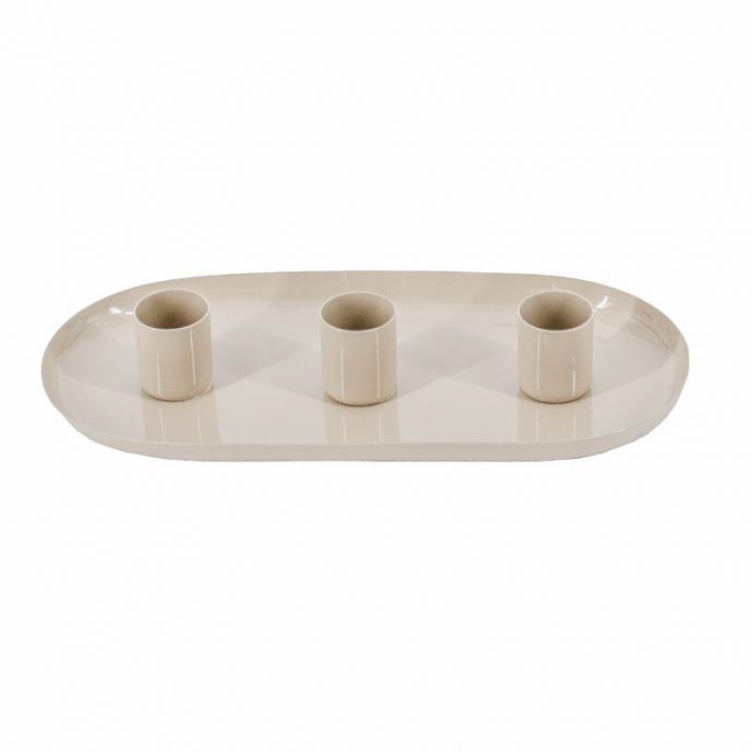 Kaarsenstandaard ovaal beige  