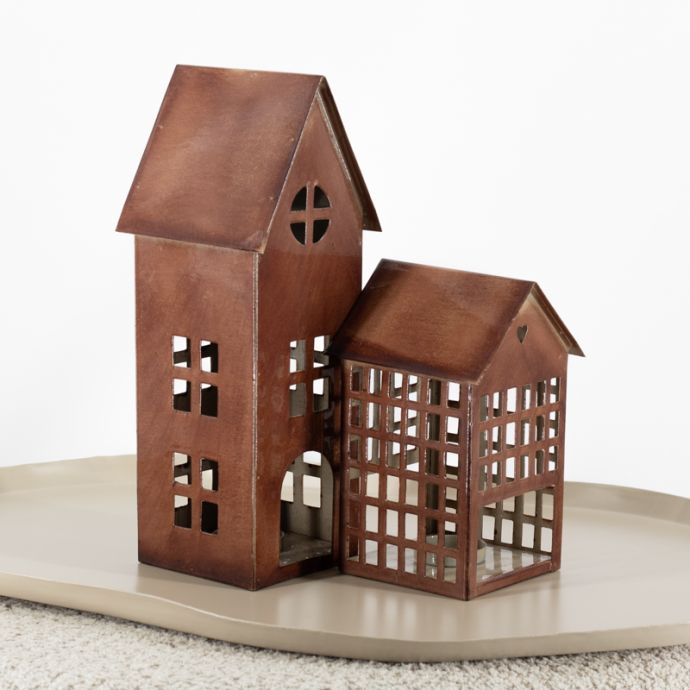 Metalen huis amber